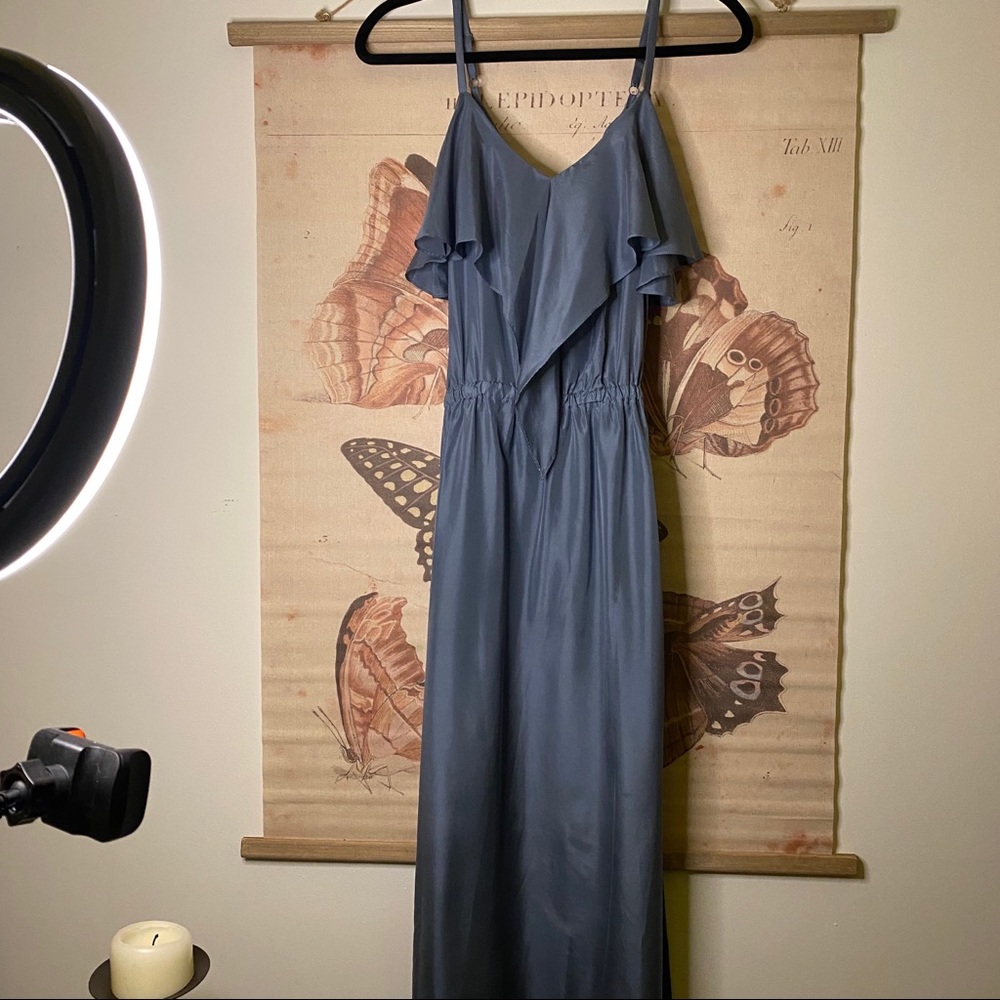 100% silk slate blue Juicy Couture maxi dress